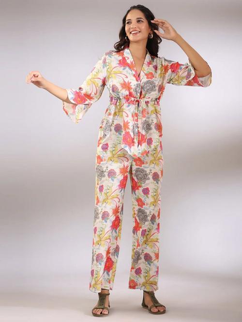 women white floral printed kurta palazzo set - 20852097 - Very Small Image - 1