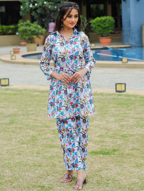women multi color floral printed kurta palazzo set - 20852105 - Very Small Image - 1