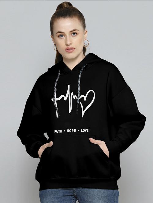 black cotton blend front print sweatshirt - 20852134 - Very Small Image - 1