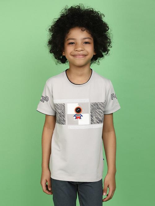 grey cotton chest print t-shirt - 20852571 - Very Small Image - 1