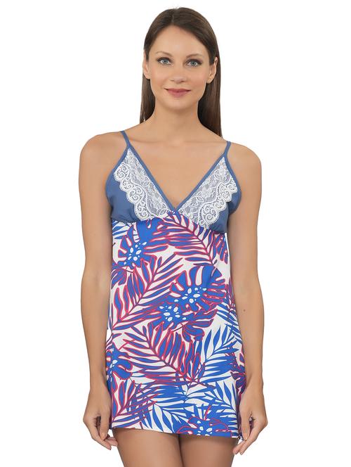 women printed v neck nighty - 20852867 - Very Small Image - 1