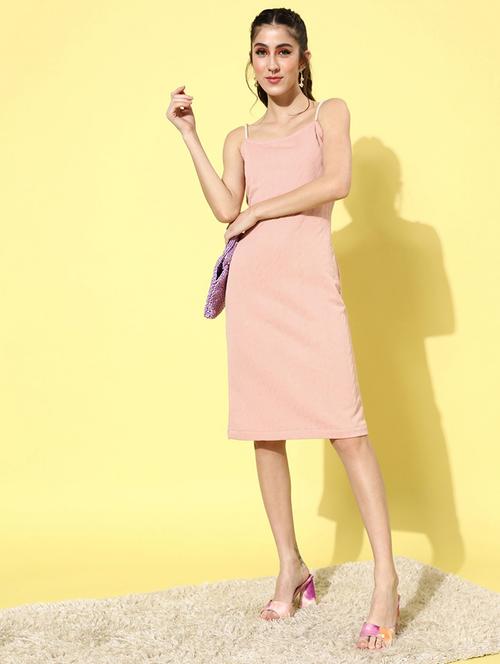 women pink solid bodycon dress - 20852995 - Very Small Image - 1