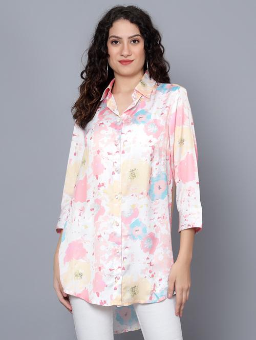 multi colored satin printed shirt - 20853074 - Very Small Image - 1