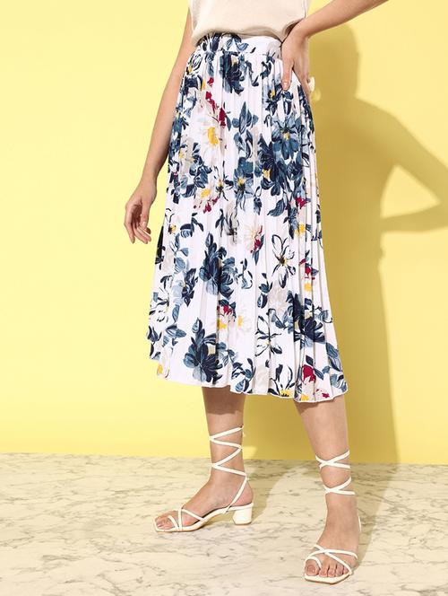 white floral printed pleated skirt - 20853124 - Very Small Image - 1