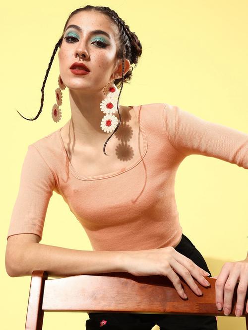 solid orange detailed crop top - 20853212 - Very Small Image - 1
