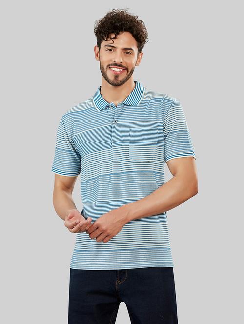 blue cotton blend striped t-shirt - 20853739 - Very Small Image - 1