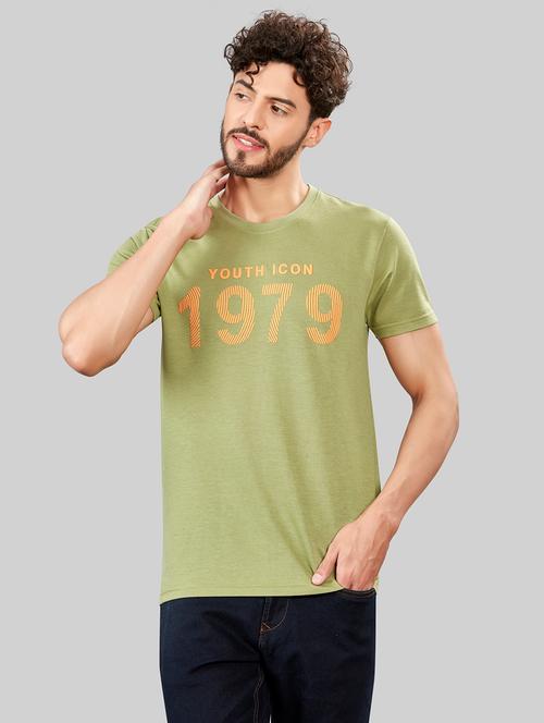 olive cotton blend chest print t-shirt - 20853755 - Very Small Image - 1
