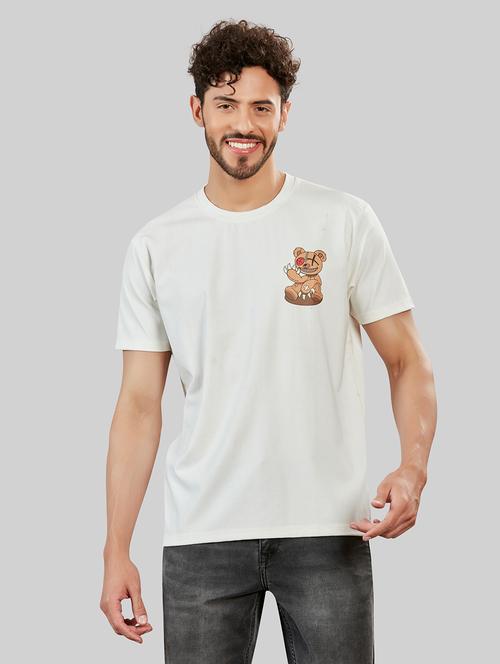 white placement printed detailed round neck t-shirt - 20853759 - Very Small Image - 1