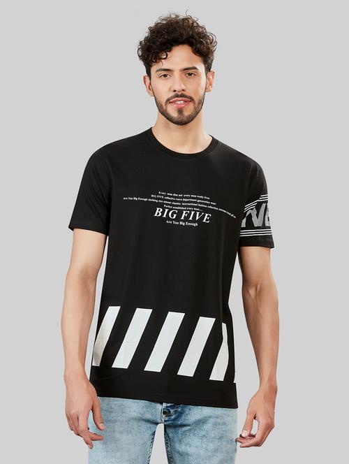 black cotton blend front print tshirt - 20853774 - Very Small Image - 1