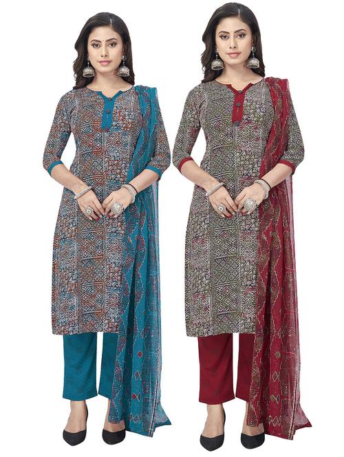 pack of 2 unstitched suit set - 20854574 - Very Small Image - 1