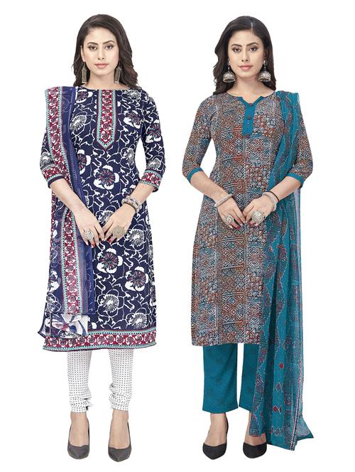 pack of 2 printed unstitched suit set - 20854823 - Very Small Image - 1