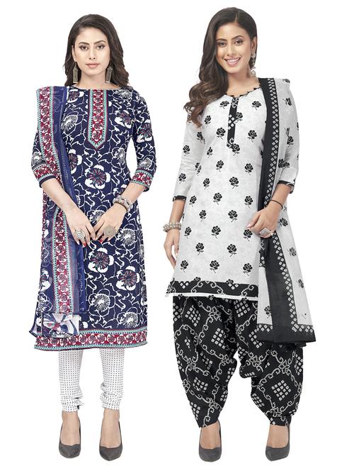 pack of 2 printed unstitched suit set - 20854836 - Very Small Image - 1