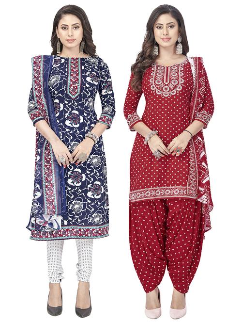 pack of 2 printed unstitched suit set - 20854850 - Very Small Image - 1