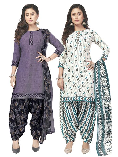 pack of 2 printed unstitched suit set - 20854933 - Very Small Image - 1