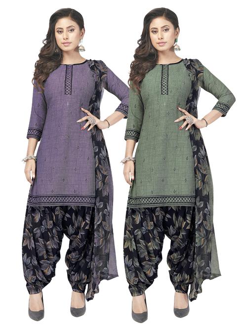 pack of 2 printed unstitched suit set - 20854947 - Very Small Image - 1
