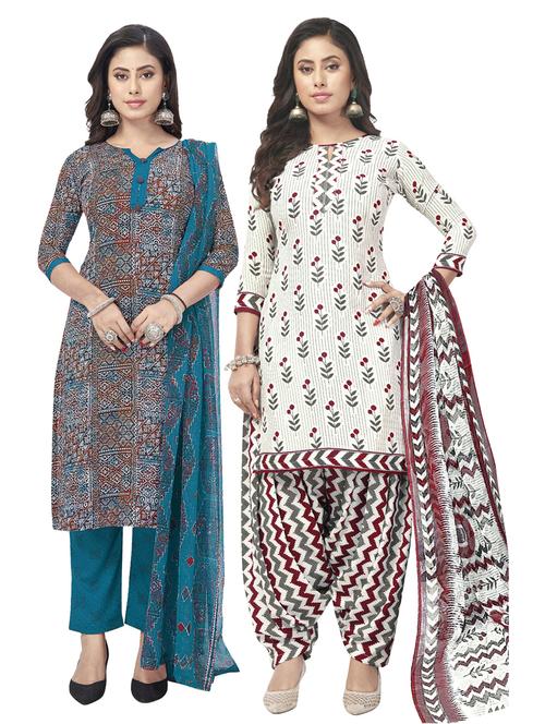 pack of 2 printed unstitched suit set - 20854966 - Very Small Image - 1