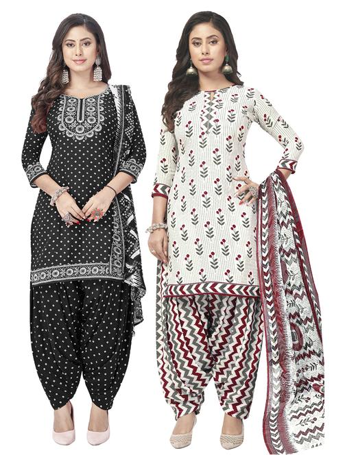 pack of 2 printed unstitched suit set - 20854983 - Very Small Image - 1