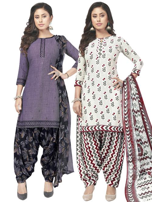 pack of 2 printed unstitched suit set - 20854988 - Very Small Image - 1
