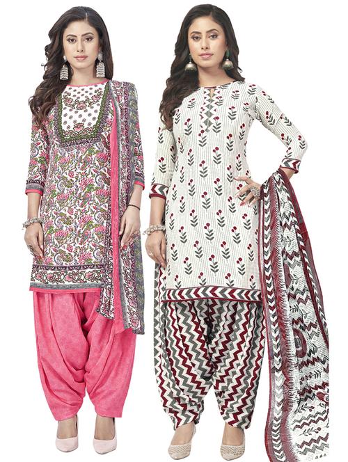 pack of 2 printed unstitched suit set - 20854998 - Very Small Image - 1