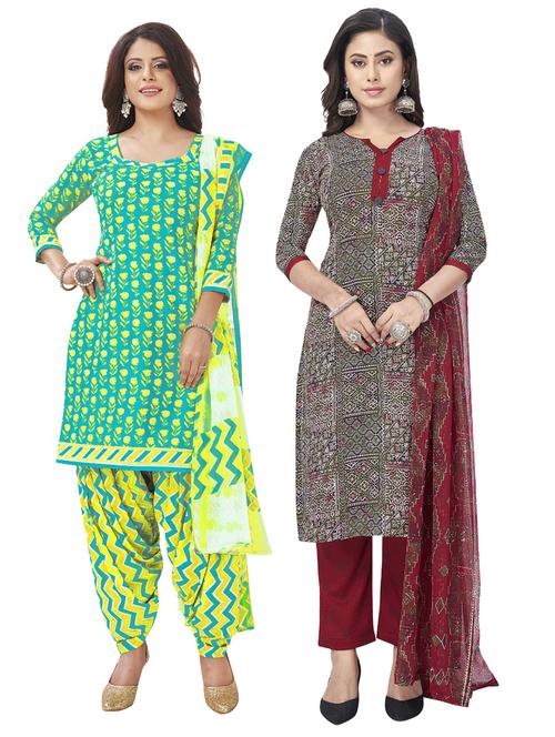 pack of 2 printed unstitched suit set - 20855052 - Very Small Image - 1