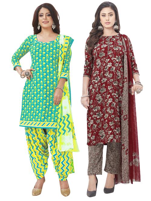 pack of 2 printed unstitched suit set - 20855057 - Very Small Image - 1