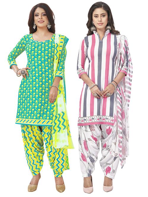 pack of 2 printed unstitched suit set - 20855067 - Very Small Image - 1