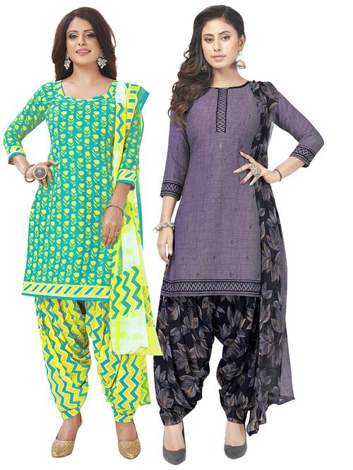 pack of 2 printed unstitched suit set - 20855070 - Very Small Image - 1