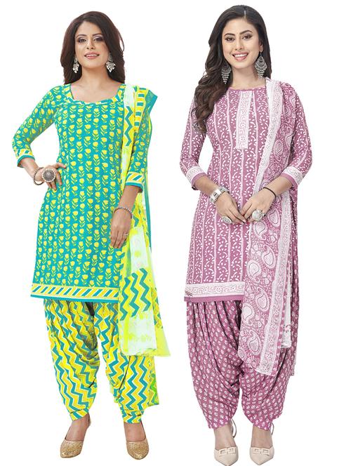 multi colored crepe unstitched suit - 20855074 - Very Small Image - 1