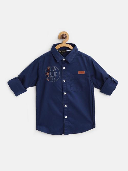 dark blue cotton blend shirt - 20858903 - Very Small Image - 1