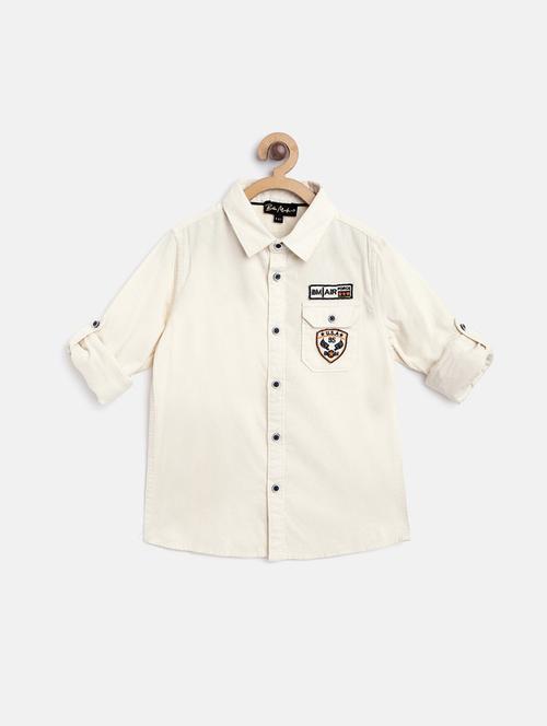 cream cotton blend shirt - 20858911 - Very Small Image - 1