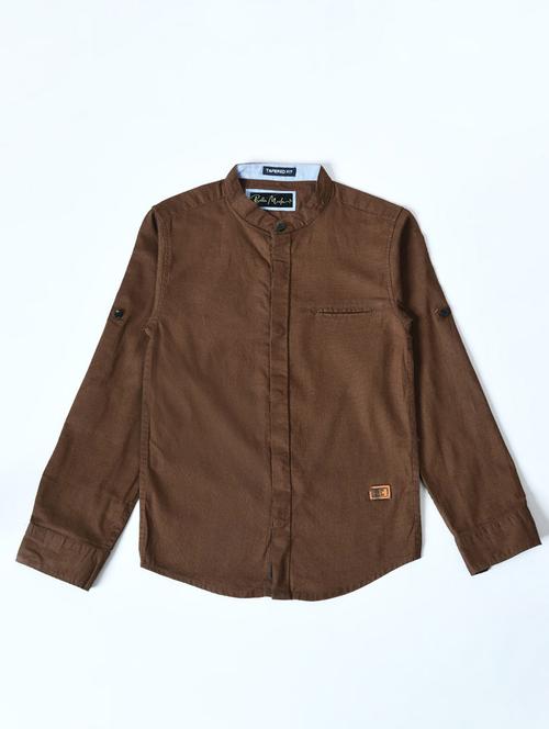 coffee brown cotton shirt - 20858971 - Very Small Image - 1