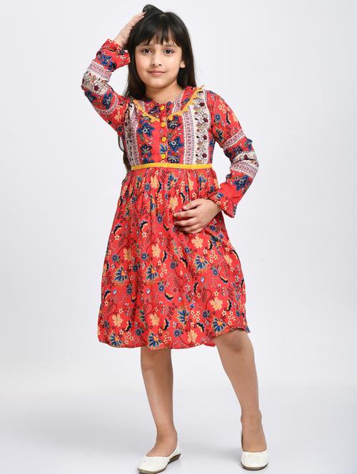 girls floral printed frock - 20859019 - Very Small Image - 1