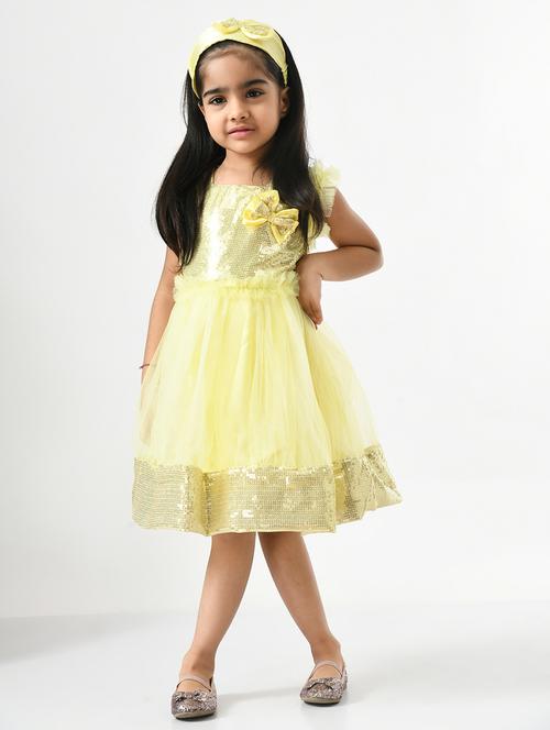 yellow sequin detailed frock - 20859036 - Very Small Image - 1