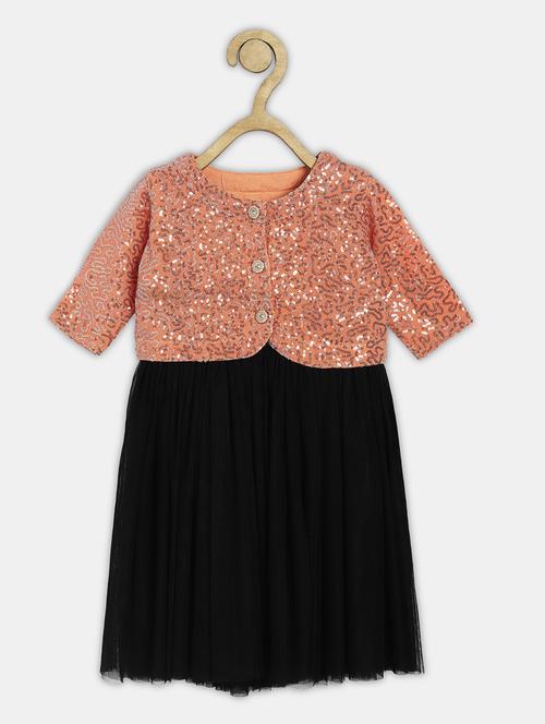 orange sequins detailed frock - 20859041 - Very Small Image - 1