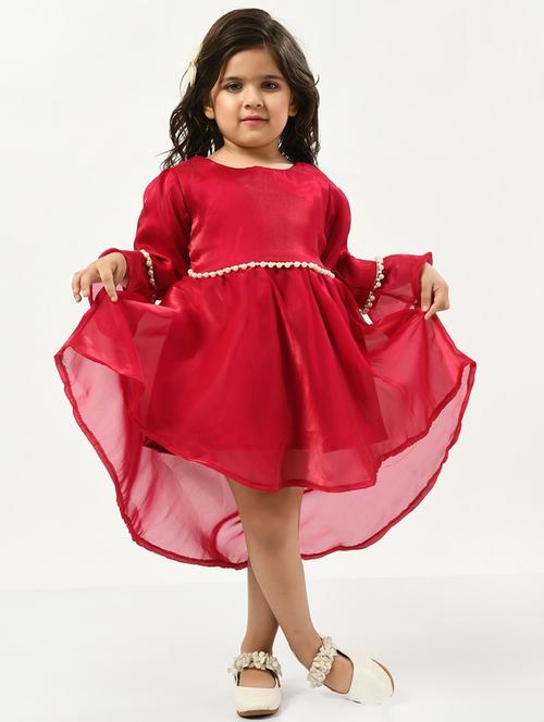 pink pearl embellished high low detailed frock - 20859055 - Very Small Image - 1