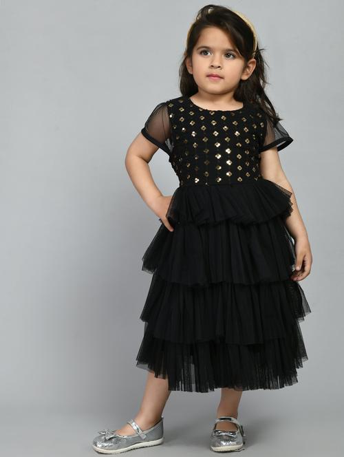 black sequin detailed layered dress - 20859087 - Very Small Image - 1