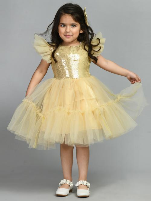 yellow sequin detailed frock - 20859100 - Very Small Image - 1