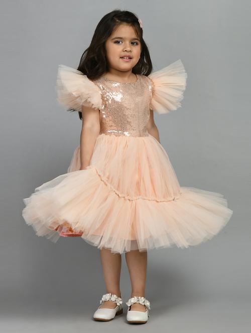 orange sequins detailed frock - 20859101 - Very Small Image - 1