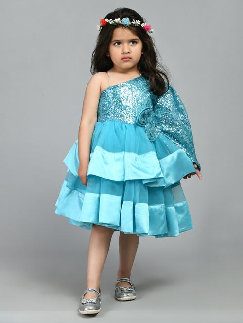 light blue sequin detailed layered dress - 20859104 - Very Small Image - 1