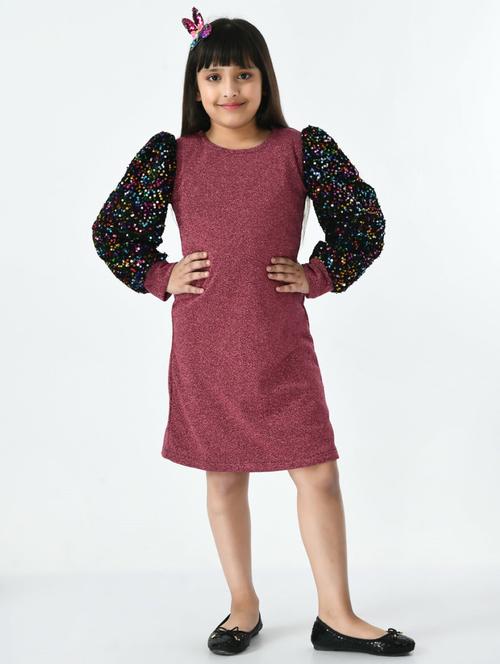 pink self design sequins detailed dress - 20859109 - Very Small Image - 1