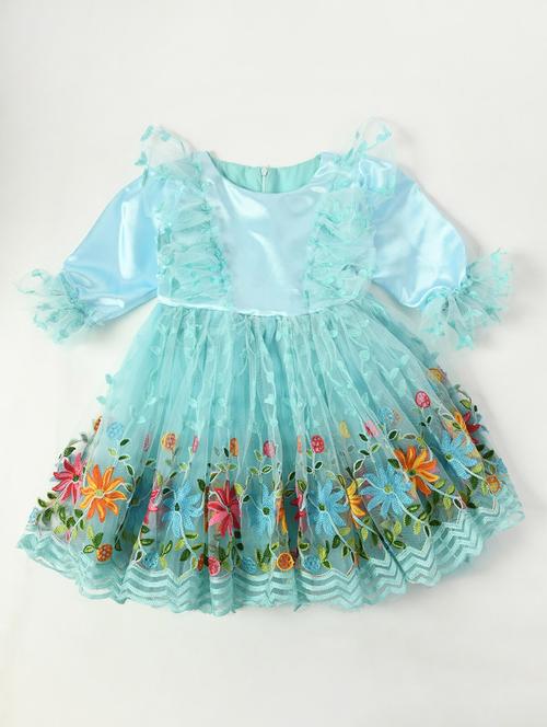 light blue embroidered detailed frock - 20859126 - Very Small Image - 1