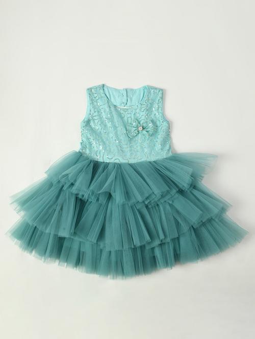 girls sequined net flared frock - 20859132 - Very Small Image - 1
