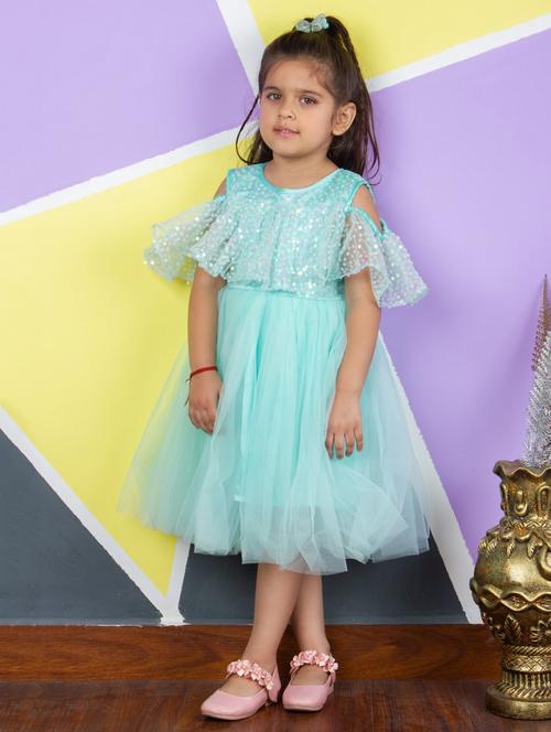 light blue satin frock - 20859148 - Very Small Image - 1