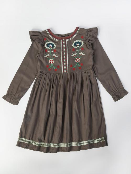 women grey round neck frock - 20859157 - Very Small Image - 1