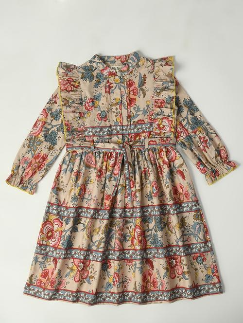 girls floral printed cotton frock - 20859177 - Very Small Image - 1