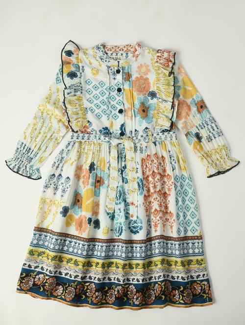girls floral printed cotton frock - 20859179 - Very Small Image - 1