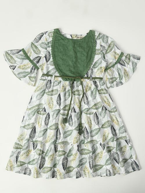 girls tropical printed cotton frock - 20859187 - Very Small Image - 1
