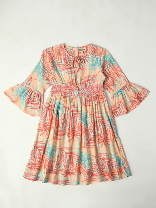 orange printed detailed frock - 20859190 - Very Small Image - 1