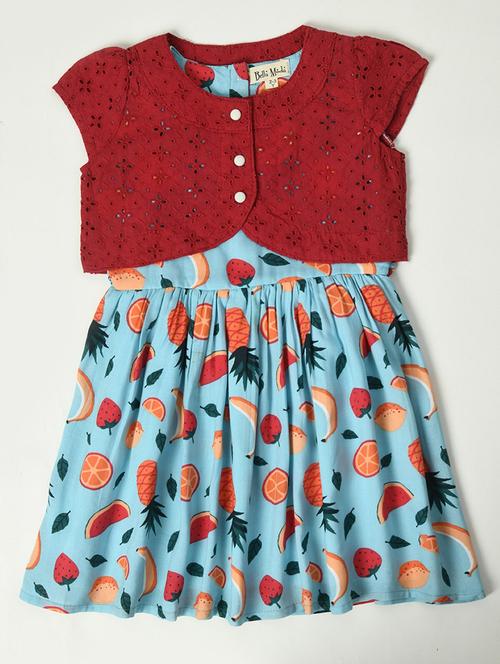 light blue cotton blend frock - 20859224 - Very Small Image - 1