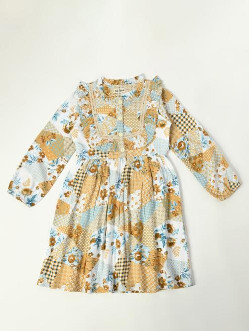 multi coloured printed cotton blend frock - 20859259 - Very Small Image - 1